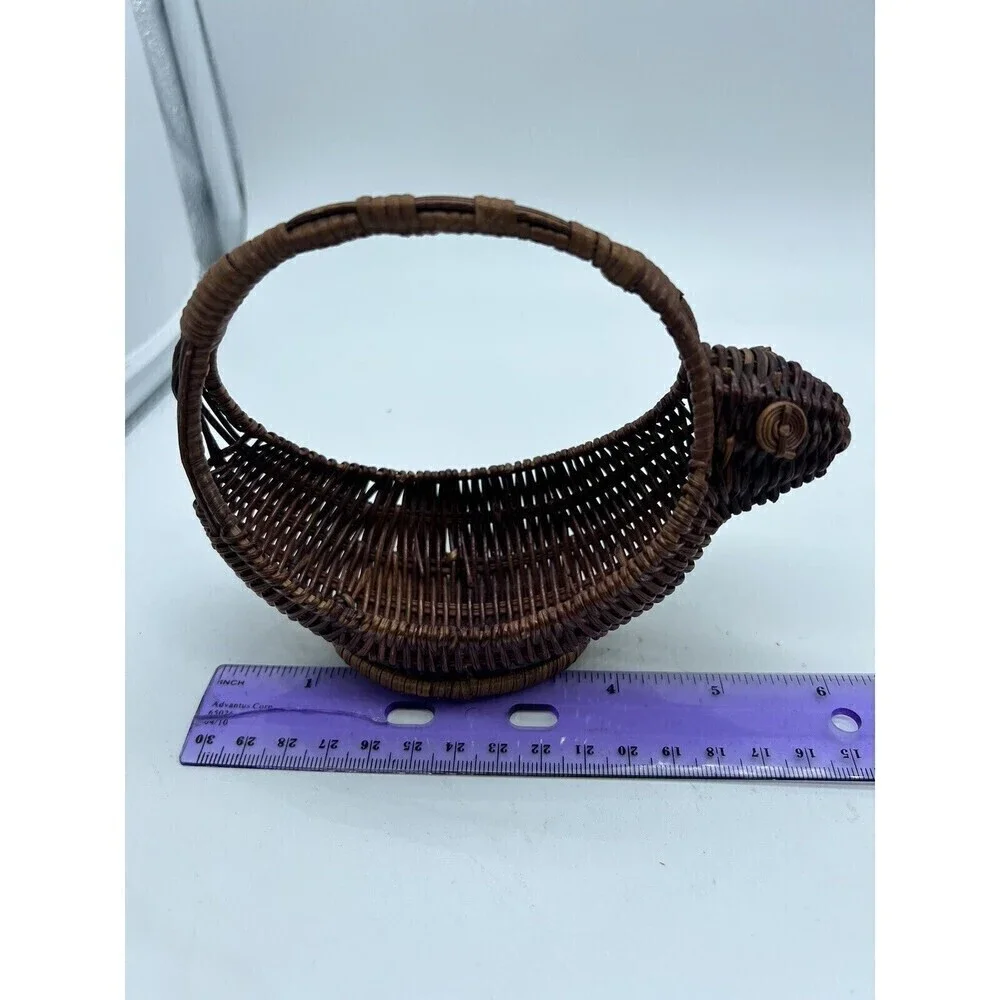 Vintage Squirrel Wicker Animal Basket Planter Catchall Nature Core Home Decor